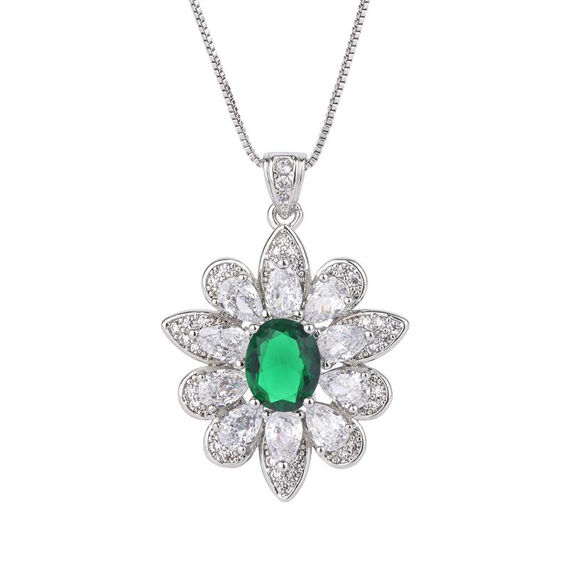 S111 silver needle European and American popular simulation jewelry accessories set green treasure set for women