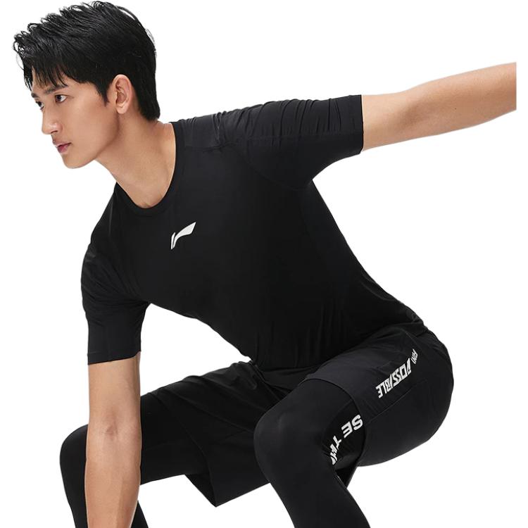 Li Ning Fitness Series Workout Clothing Men's Black AUDT017-1