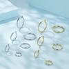 Gold-plated classic hoop earrings, silver clasp earrings, size M