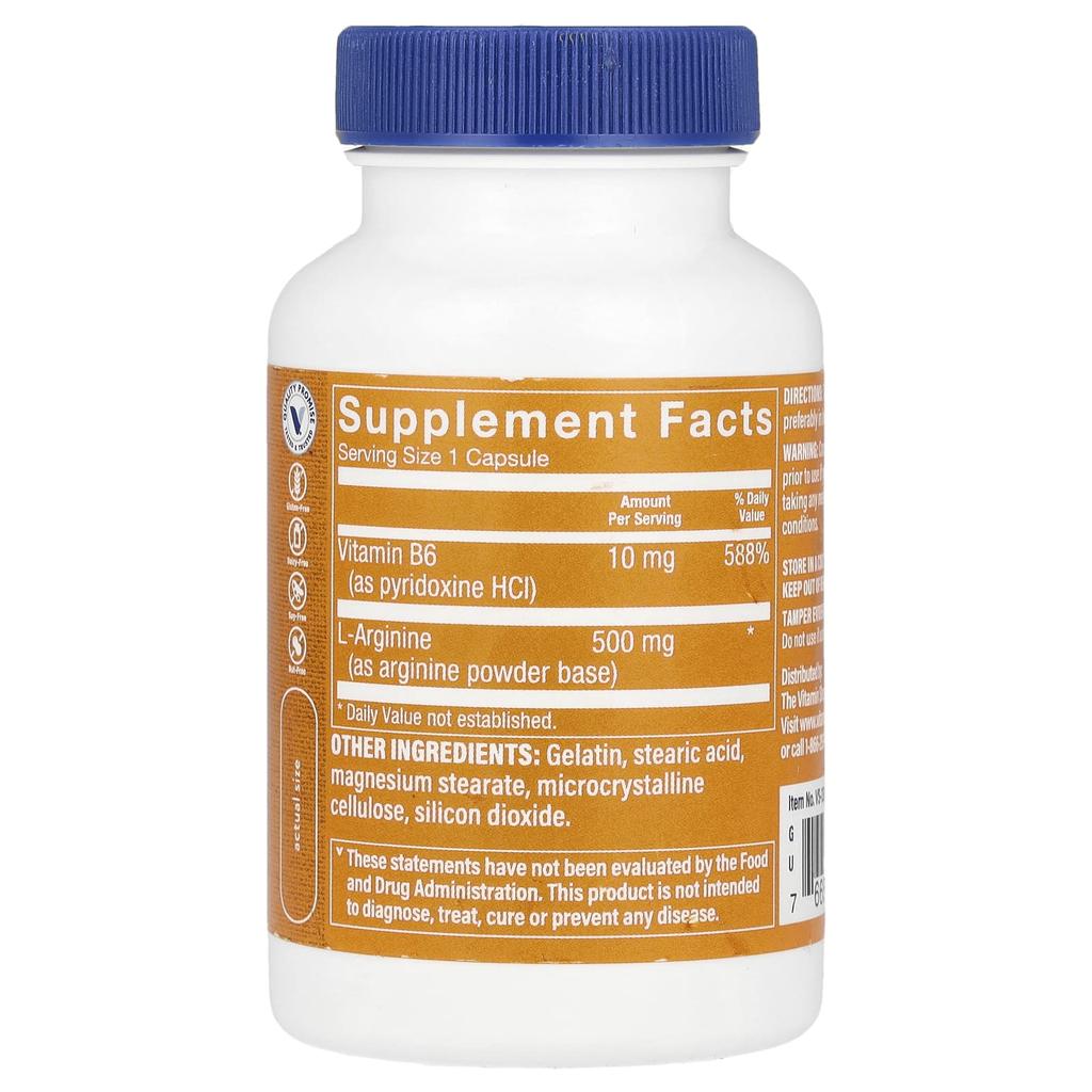 L-Arginine, 500Mg, 100 Capsules