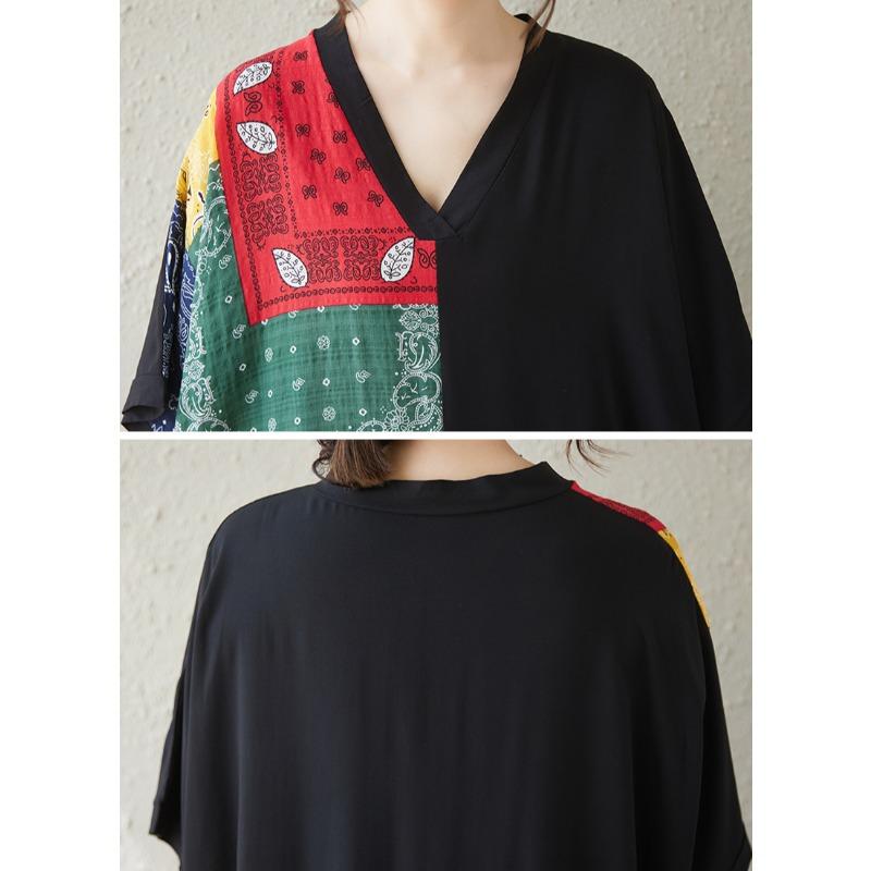 DIMANAF 2025 Summer Women Plus Size Dress Basic Casual Dress Loose Printing Long Beach Short Sleeve Dress