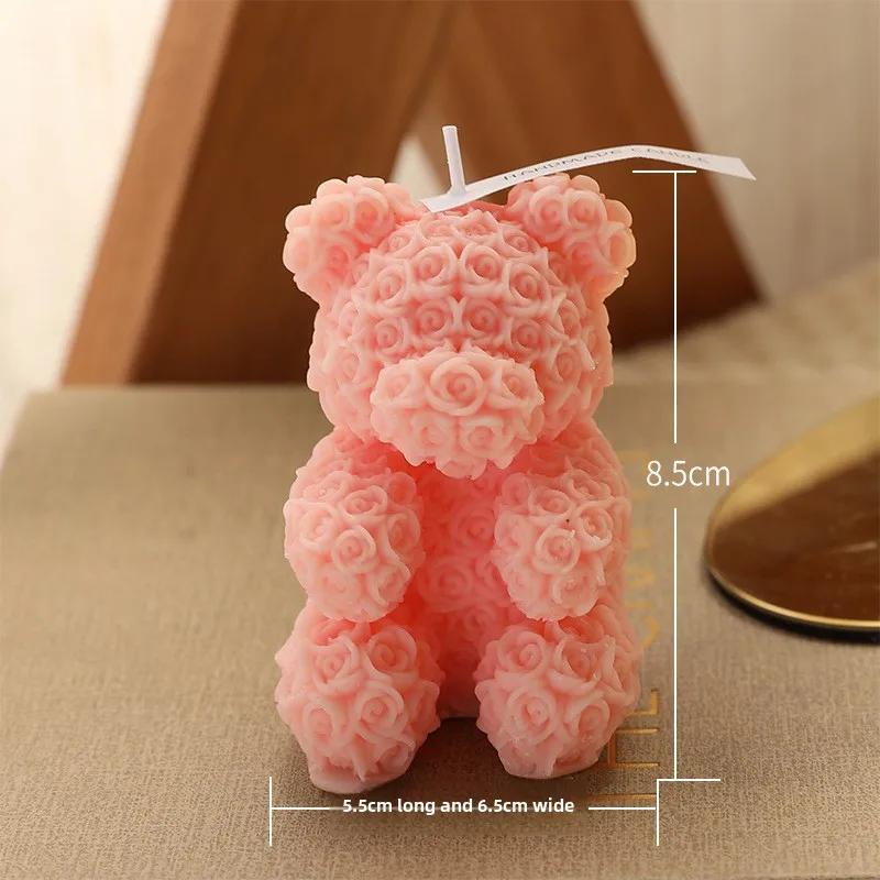 Rose Bear Shaped Aromatherapy Candle Fragrance Birthday Gift Candle Atmosphere Creative Companion Gift