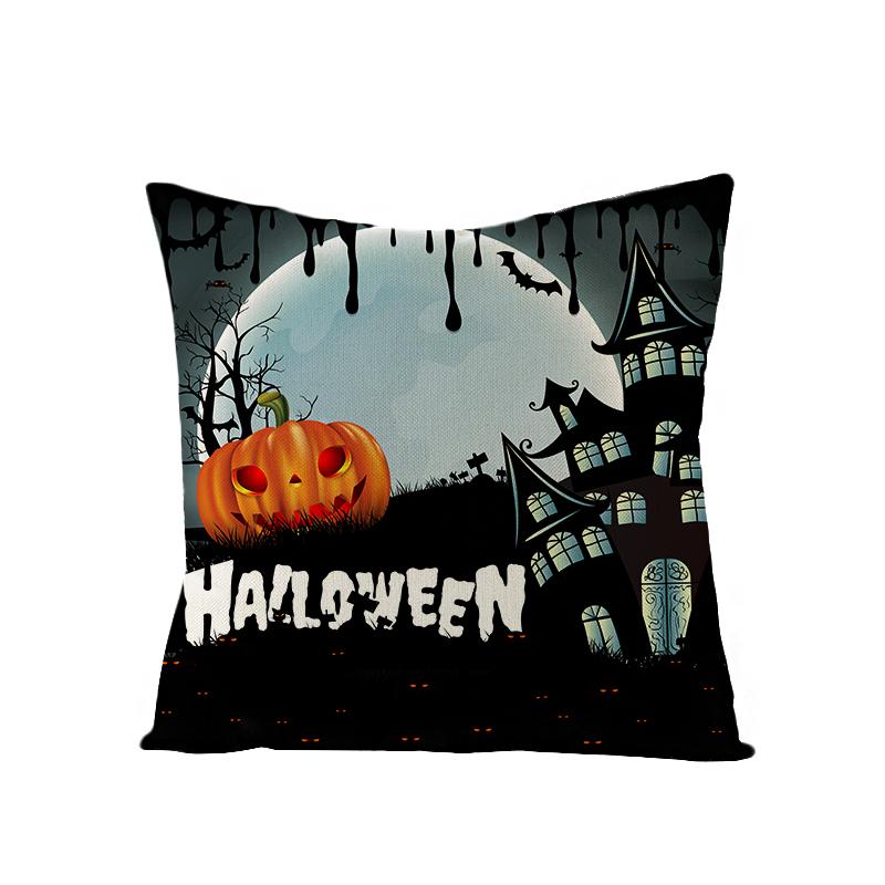 Old Castle Dragon Boat Moon Pumpkin Cushion Cover Horror Pattern Sofa Throw Pillows Living Room Halloween Decorative Pillowcase