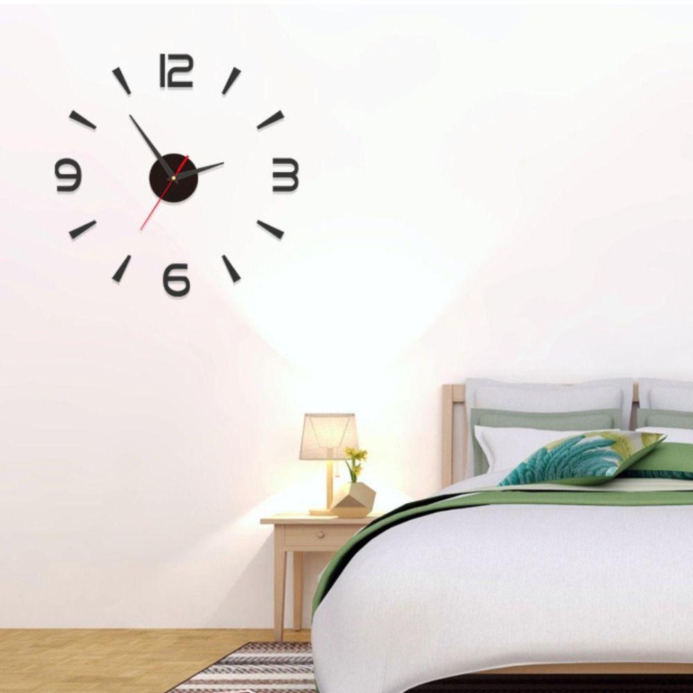 Frameless DIY Wall Clock Without Punching Wall Mechanism Night Light Arrows Decal Acrylic Wall Decoration Home Silent Clock