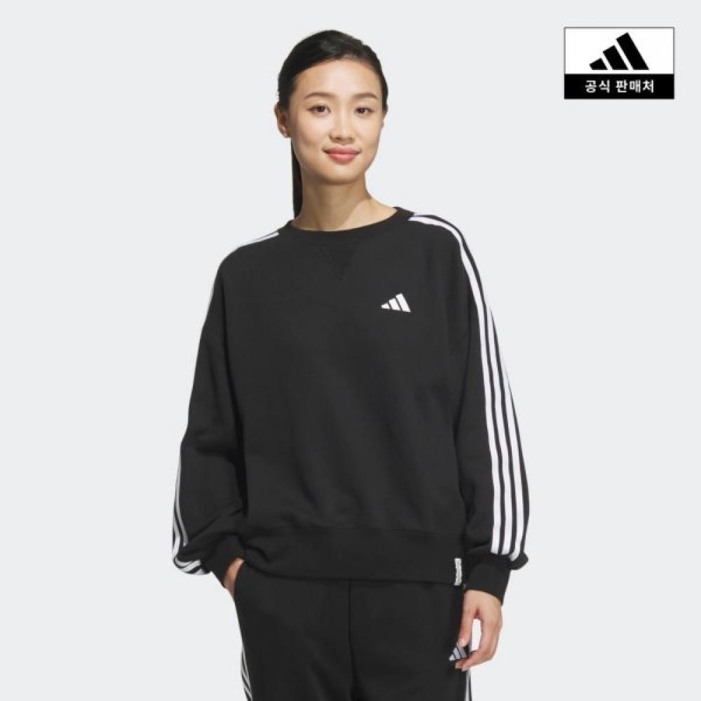 

Adidas Essential Plus 3 Stripe French Terry Crew Sweatshirt Jw4487 JW4487/AL