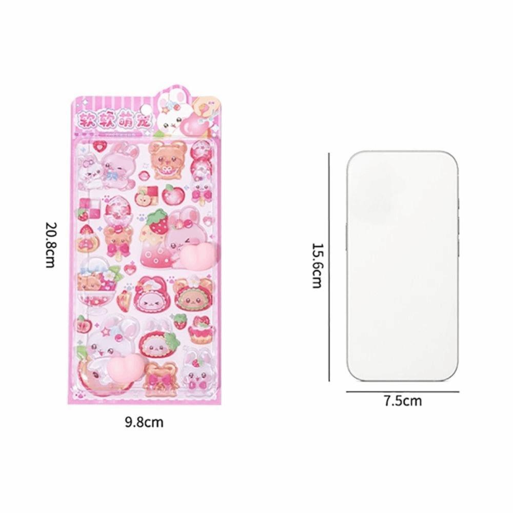 3D Design Squishy Relief Stickers Multicolor Cartoon Animal Slow-Rise Squishy Stickers Ornament DIY Decoration