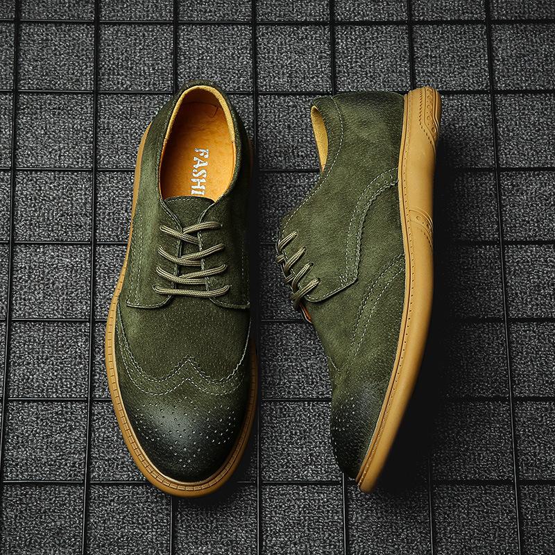 Brock shoes men's soft leather matte casual retro British tooling shoes large size suede leather shoes