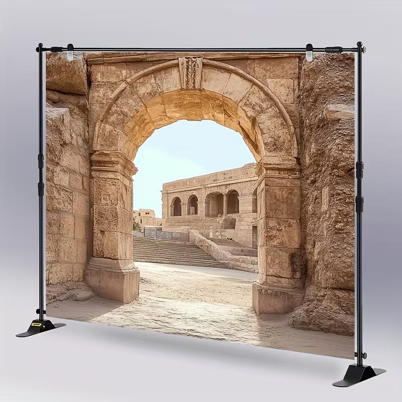 2D Mediterranean Ancient Backdrop Ruins and Stone Arch Portrait Studio Background