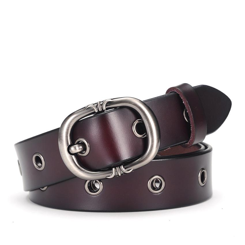 

Leather Belts for Women Ceinture Femmes Female Hollow Out Waistband Vintage Genuine Leather Strap Pin Buckle Width:2.8cm 110cm кавовий