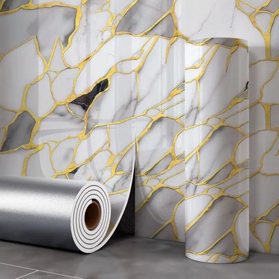 Luxury Marble Faux Tile Wallpaper Self Adhesive Thick Design for Living Room TV Background Wall Decor Waterproof Oil Proof