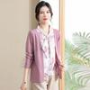 Fashion Medium and Old Women's Clothing Temperament Long-sleeved Bottoming Shirt Female Mother Spring and Autumn Clothing New Fake Two-piece Top