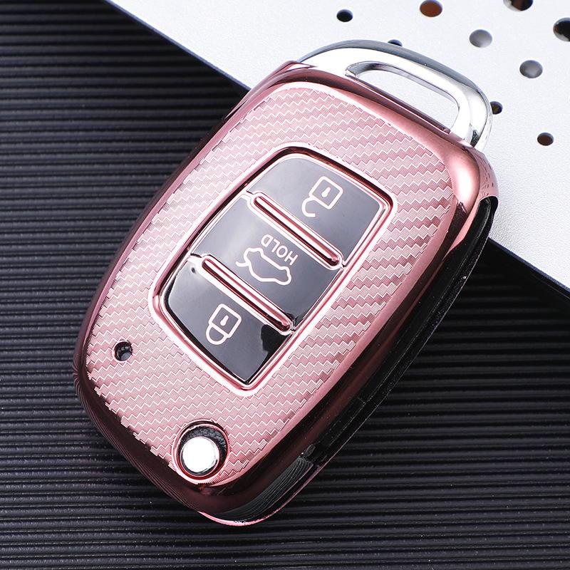 Hyundai Key Cover for Elantra, Mistra, Ix25, Tucson, Sonata 9 - Car Key Case with Shell and Buckle