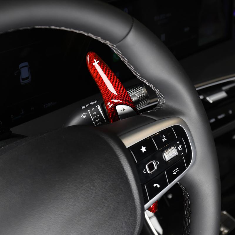For Genesis G80 -2024 Sport Version Aluminum Alloy Real Carbon Fiber Steering Wheel Shifter Paddle Cover Trim Accessories
