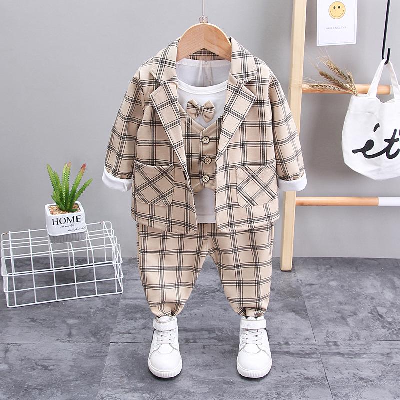 Boys' Spring-Autumn Dress Suit: Three-Piece Outfit for Ages 0-5 Years