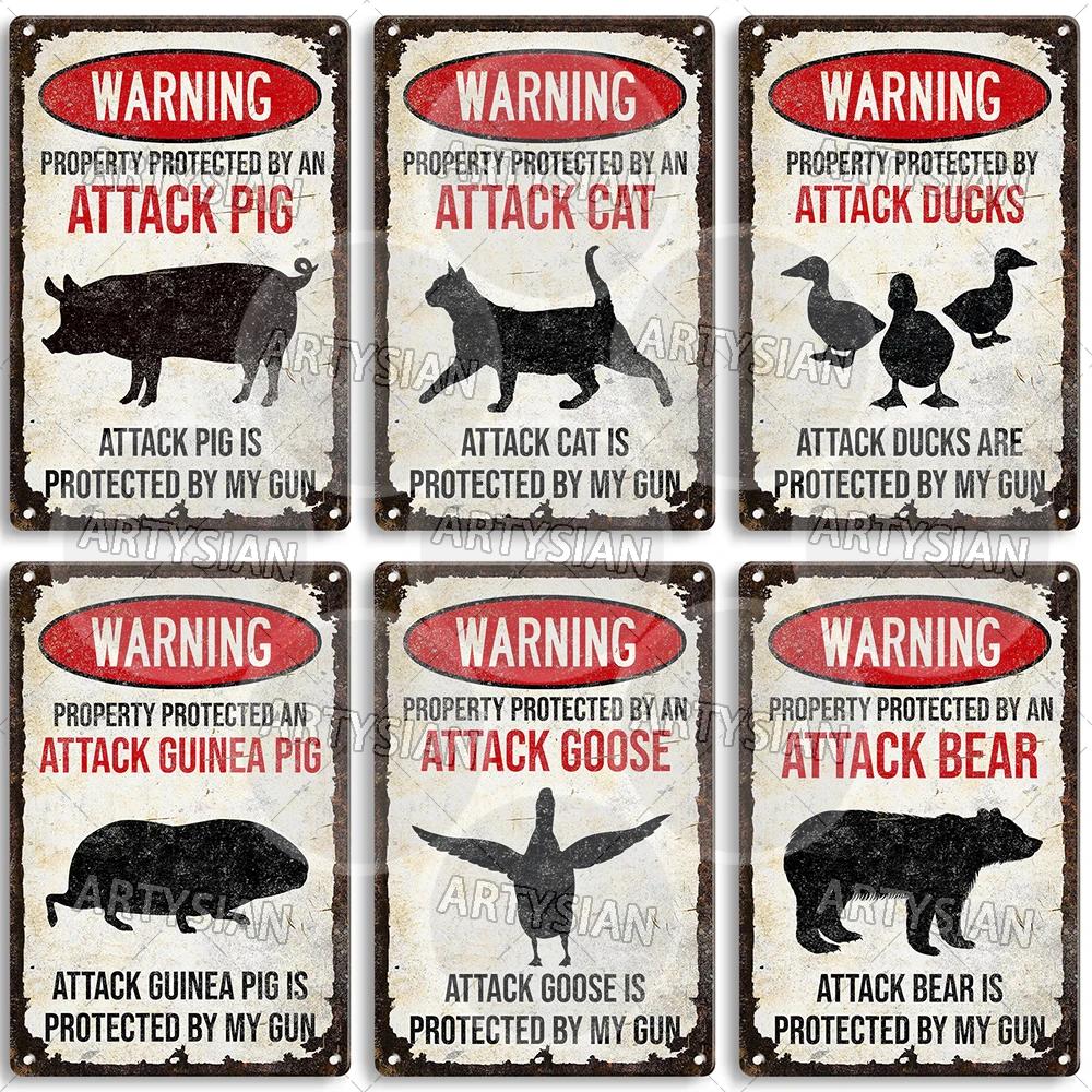 Farmhouse Funny Animal Sign Farm Property Protection Plaque Bear Warning Snake Hamster Guinea Pig Chicken Cat Rooster Goose Goat