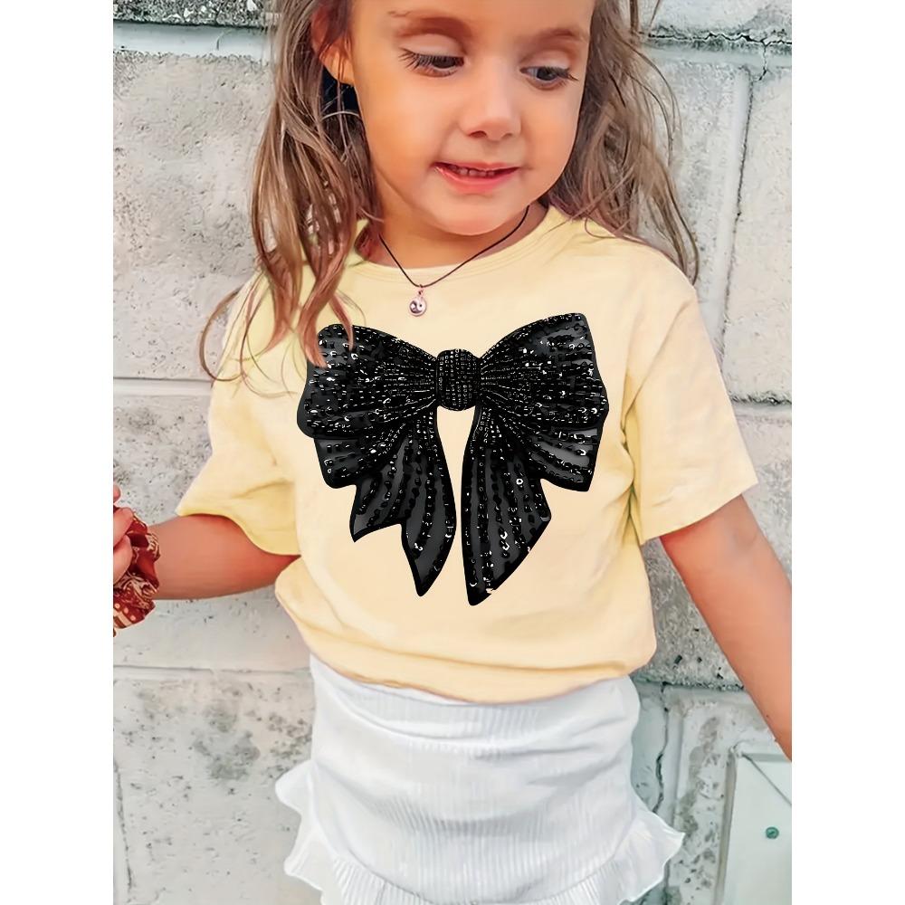 Children's Clothing: Elegant and Delicate Bow Print T-Shirt