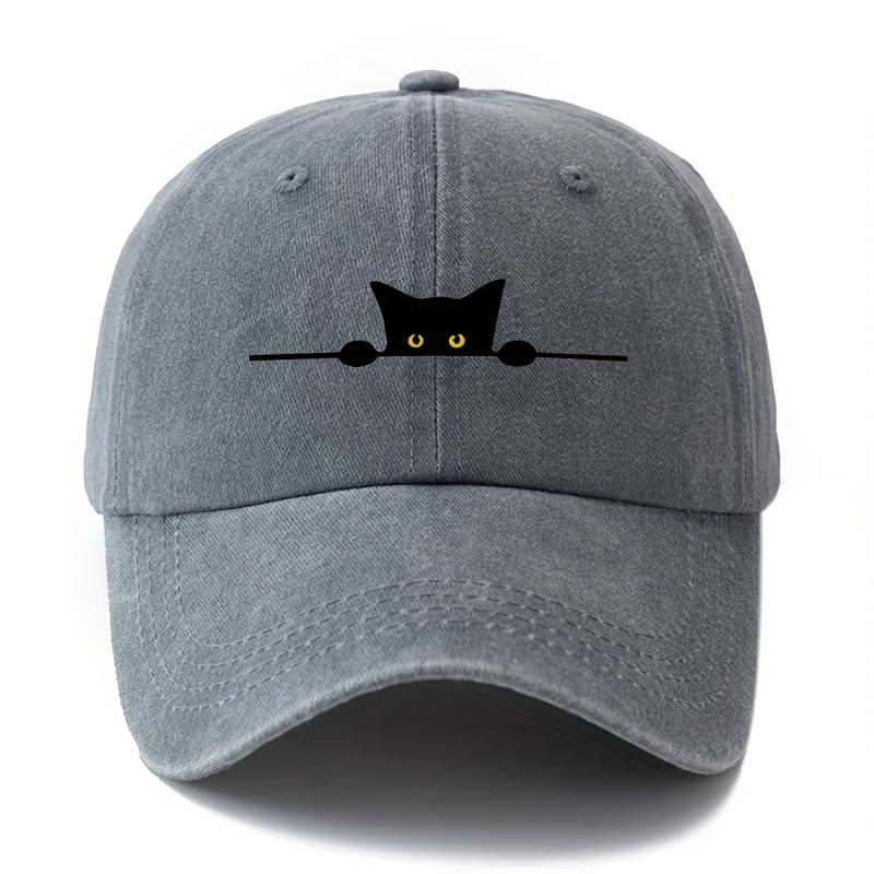 Baseballkappe mit Cartoon-Katzen-Aufdruck und verstellbarem Design, geeignet für Outdoor-Aktivitäten wie Angeln, Camping und Partys