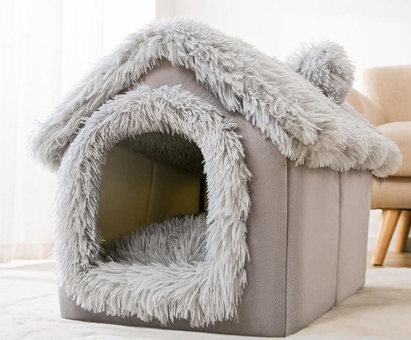 Cuccia Pieghevole per Gatti Casa per Cani Inverno Villa per Gatti Cuccia per Dormire Nido Caldo Rimovibile Tende Chiuse Grotta Divano Forniture per Animali Domestici