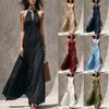 Women's Halter Neck Sleeveless Maxi Dress A-Line Waist Casual Beach Sundress