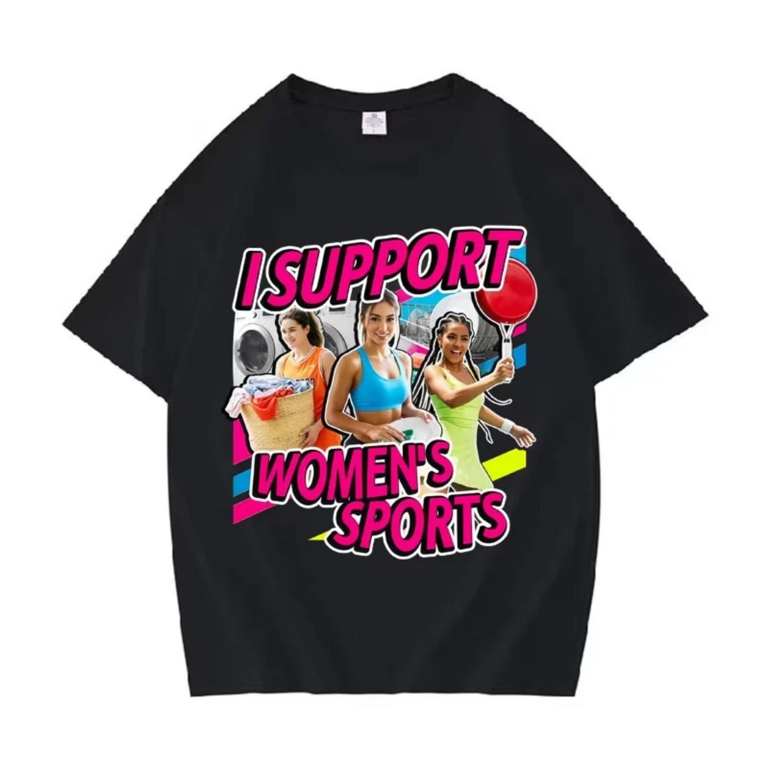 

Streetwear Loose Tshrit I Support Women s Sports Adult Humor T-Shirt Retro Style 100% Cotton Summer Y2K Short Sleeve Unisex Tee S чёрный