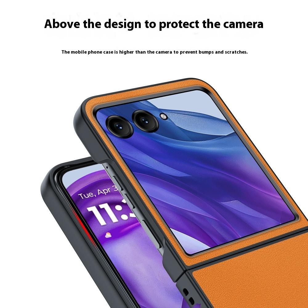 For Motorola Razr 60 Ultra 5G Case Slim Leather Coated Hard PC Folding Phone Cover