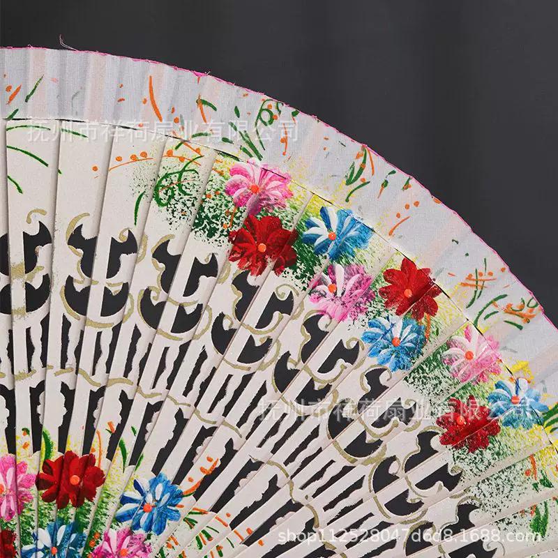 Hand-Painted Fans, Classical Folding Fans, European-Style Spanish Wooden Fans, Fans to Match with Cheongsam, Chinese-Style Vintage Folding Fans