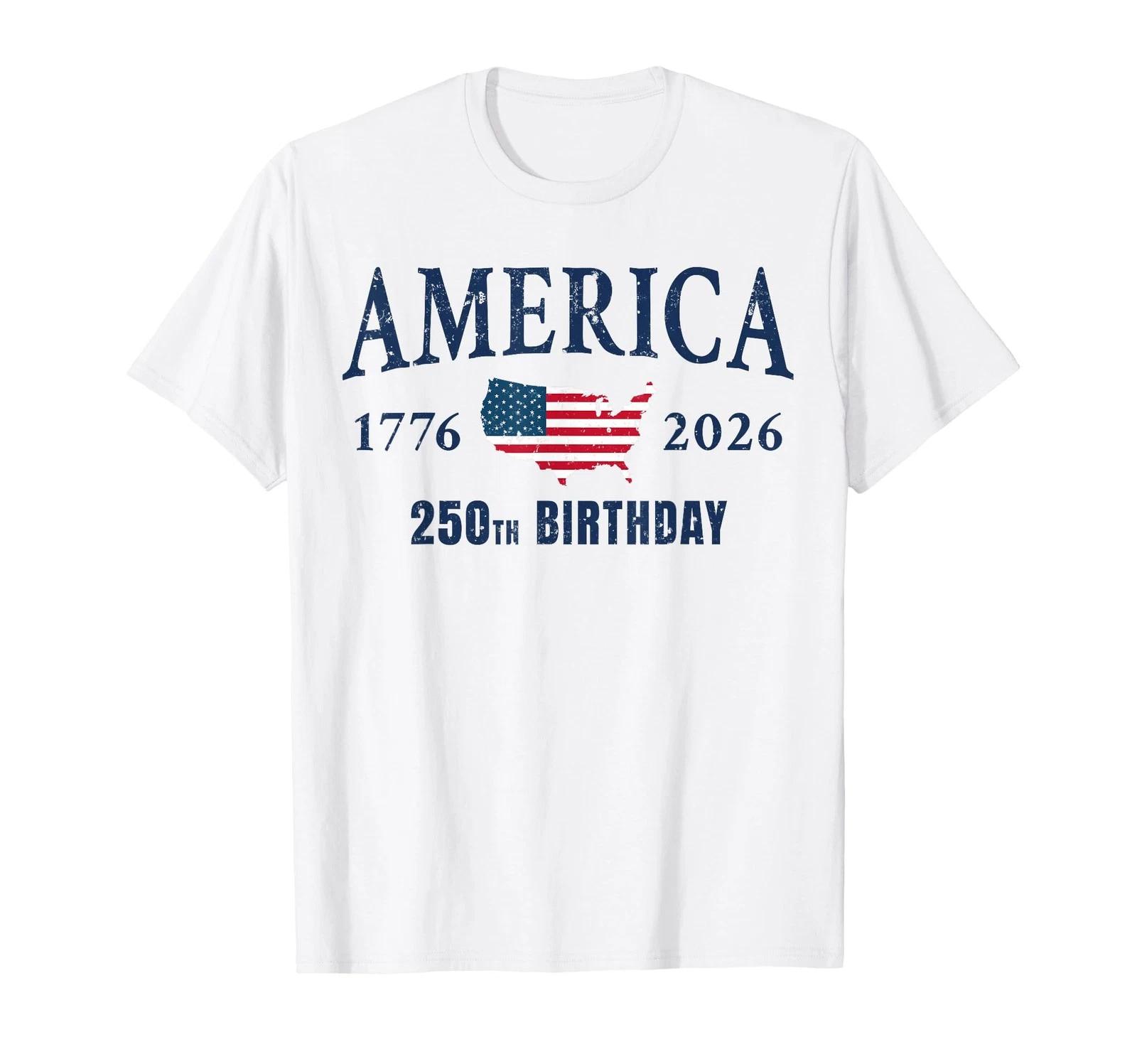 

4th of July American Flag Vintage 250 Years 1776 2026 USA T-Shirt L