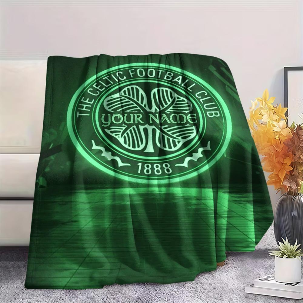 1PC Celtic Fc Crest Custom Name Patterned Flannel Blanket Suitable For All Seasons For Home Decor Warmth And Comfort Gifts Holiday Present