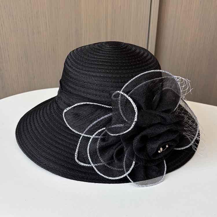 European and American Sunscreen Sun Hat Women's Retro Flower Big Edge Top Hat Summer UV Protection Beach Sunshade Bucket Hat