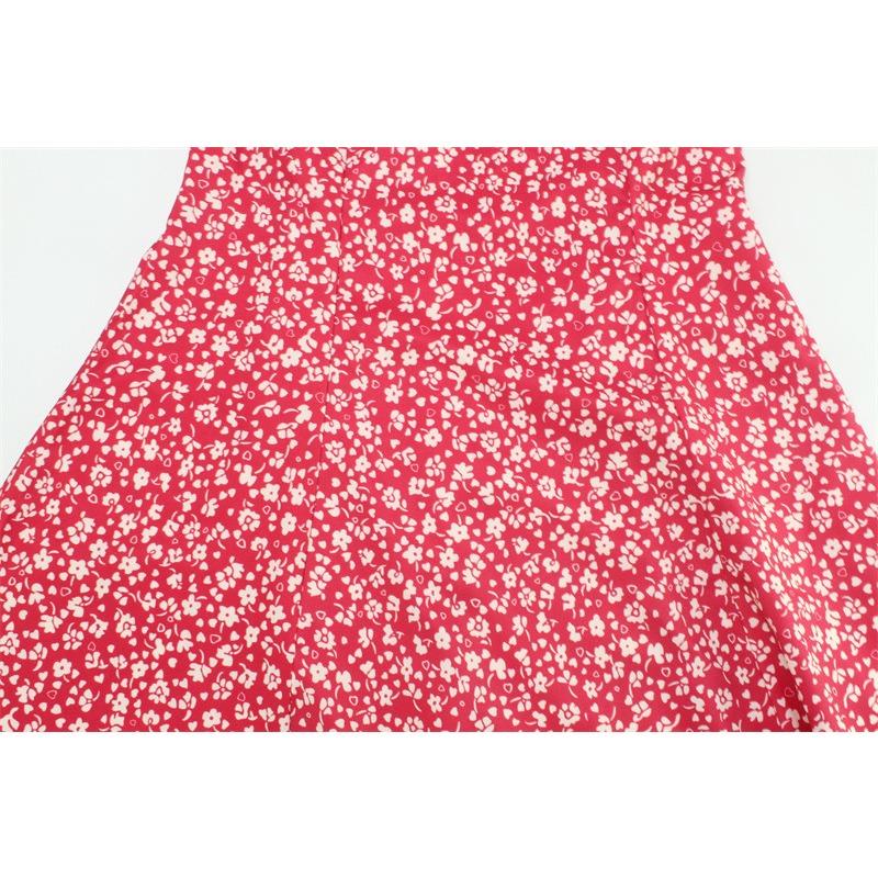 French Spring/summer Women's Fashion Print Halter Dress Square Neck Backless Fresh Sweet Floral