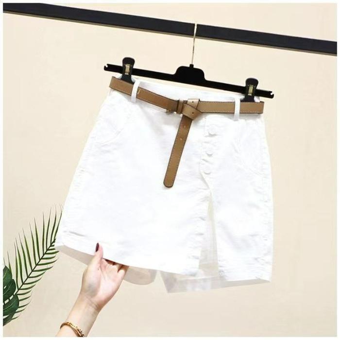 

Summer All-match Fashion Slimming Pants Elastic Waist Skirt Linen Cotton Split Shorts Women 3XL