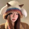 Plush Horn Knitted Hat With Soft Pompoms For Women Men Kids Winter Outdoor Activity Multiple Colors