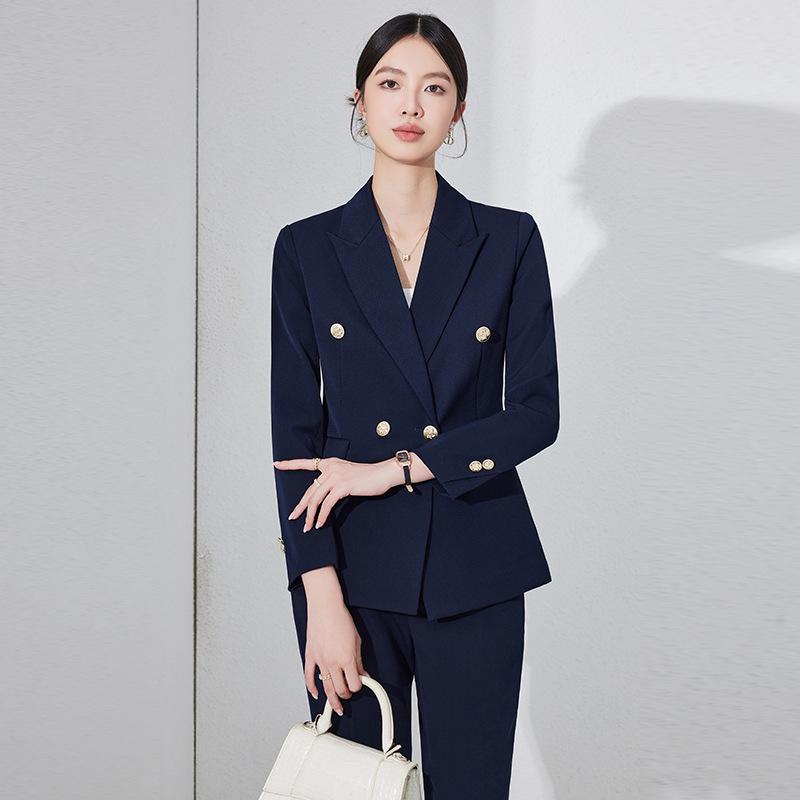 Women's Professional 2025 High-End Blazer Pant Suit Set for Workplace Interviews - Spring Collection