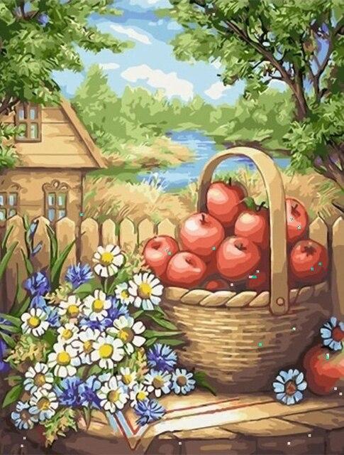 5D Diamond Painting Flowers Fruit Full Round Drill Cross Stitch Kit Diamond Embroidery Mosaic Picture Home Decoration