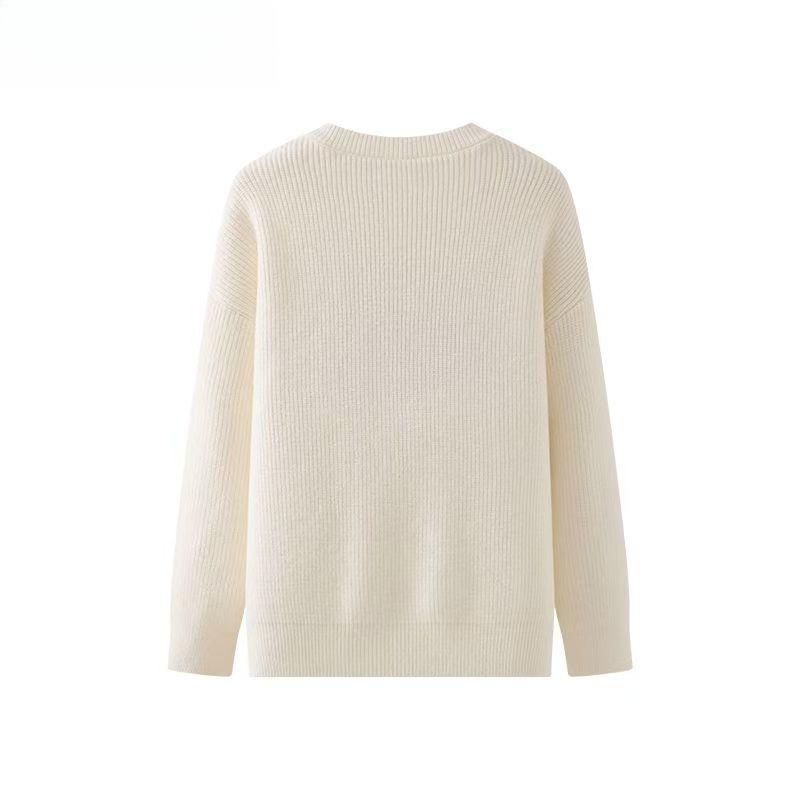 Cat Knitted Women's Sweater Round Neck Jacquard Long Sleeved Pullover Spring Autumn Korean Style New Couple's Casual Top
