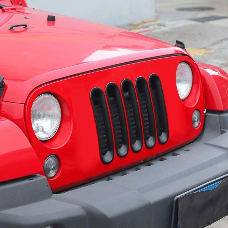 ABS Car Front Grille Decoration Ring Cover Stickers For Jeep Wrangler JK 2007-2017 Car Exterior Accessories