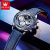 Luxury Quartz Watch for Men Chronograph Moon Phase Waterproof Multifunction Leather Men's Wristwatches
