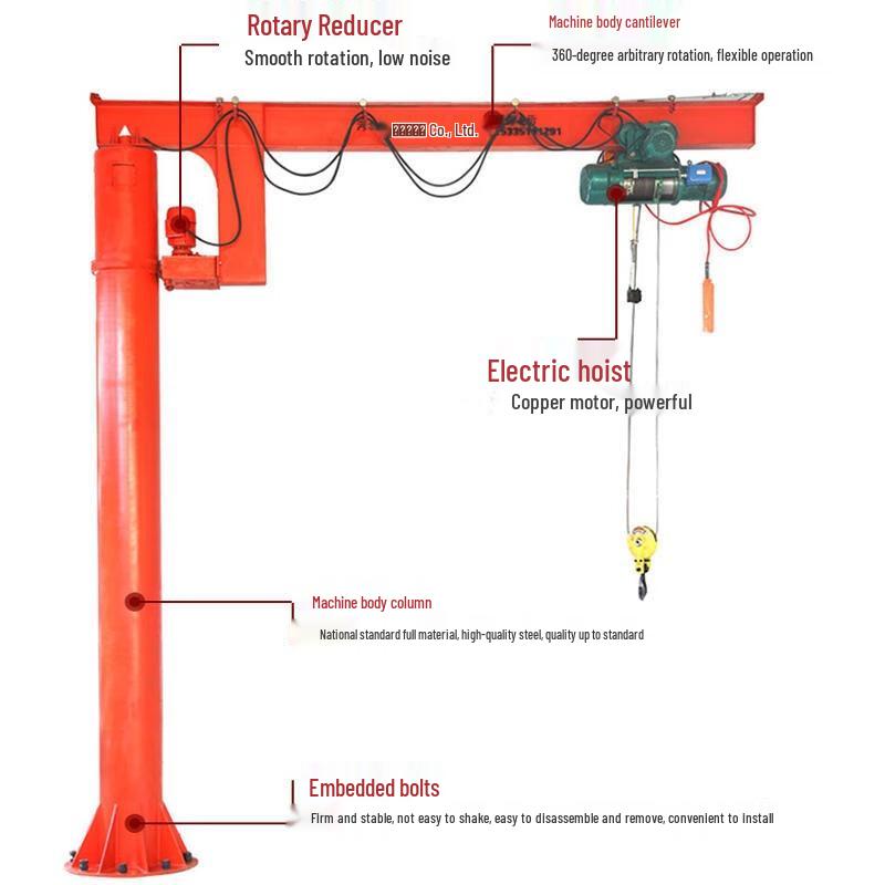 WEZHO Pillar Jib Crane with Electric Hoist
