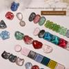 Kaxiwēi Mì Meijia High Transparency 3D Oval Heart Glass Nail Art Design Tips & Bean Color Card