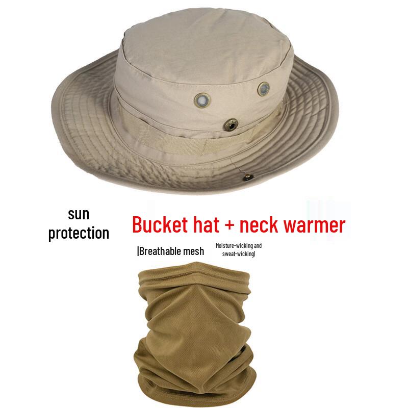 Sun Protection Bucket Hat with Breathable Neck Flap One Size