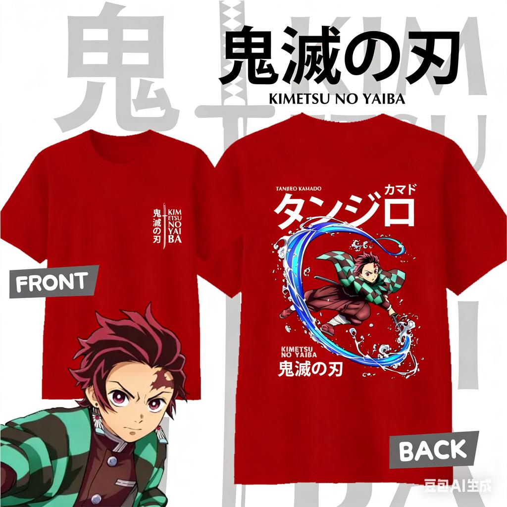 Demon Slayer Kamado Tanjiro Pure Cotton Tshirt for 2026 Summer KidsUnisexsWomens Fashion Casual Cosplay Short Sleeved Tshirt