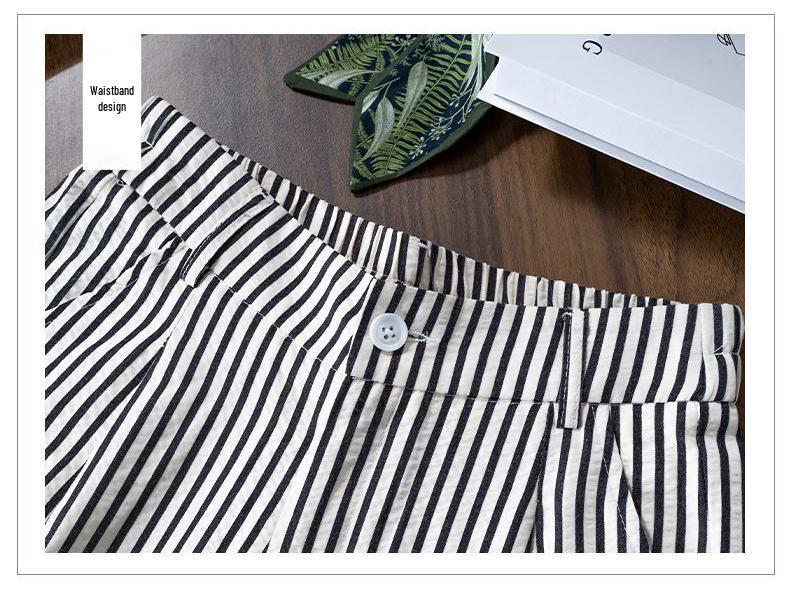 Women's American Striped High-Waist Wide-Leg Summer Trousers