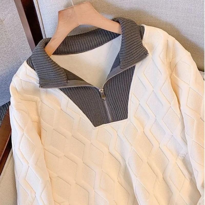 Sweatshirt for Women Cotton Oversize Thickened Loose Half-high Neck Casual Pullover Long Sleeve Winter Sweatshirt Top