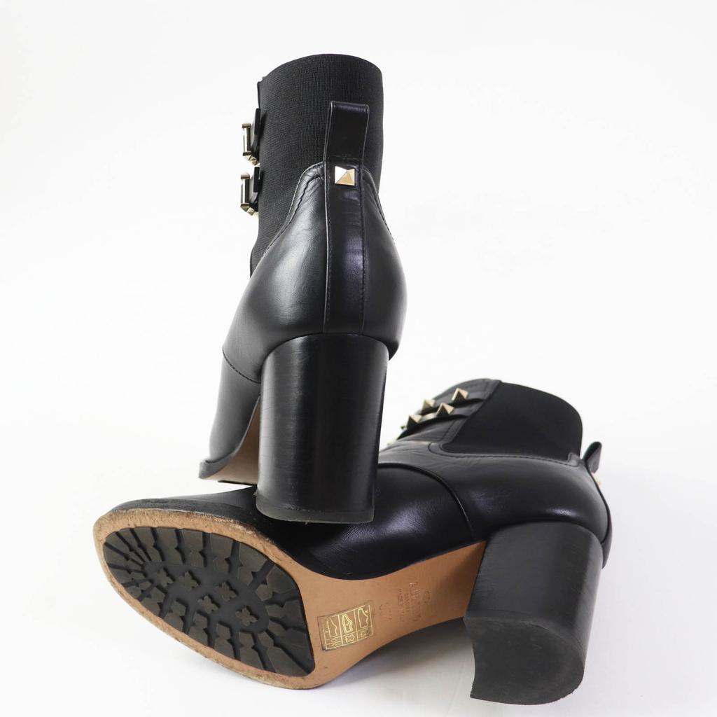 Valentino Garavani Short Boots Rock Stud NERO Leather Women 35.5 UW2S0Z80 Used