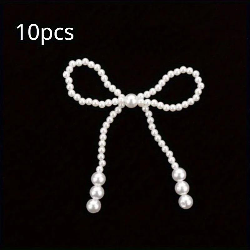10pcs Hand Woven Imitation Pearl Bow Bouquet Pearl Accessories Fresh Flowers Packaging Materials