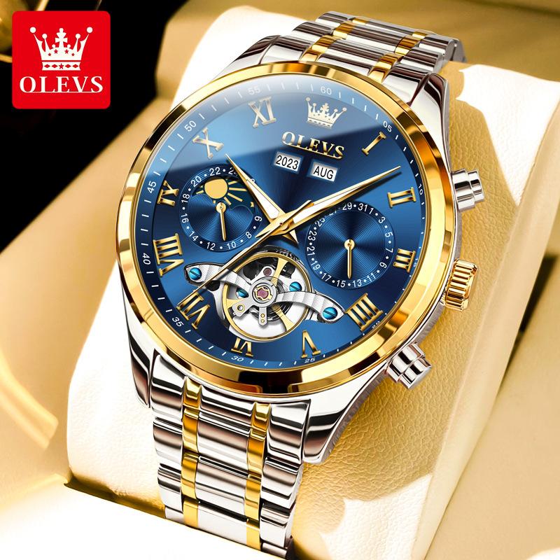OLEVS Nuovo orologio meccanico multifunzionale Orologio da uomo impermeabile con tendenza aziendale automatica