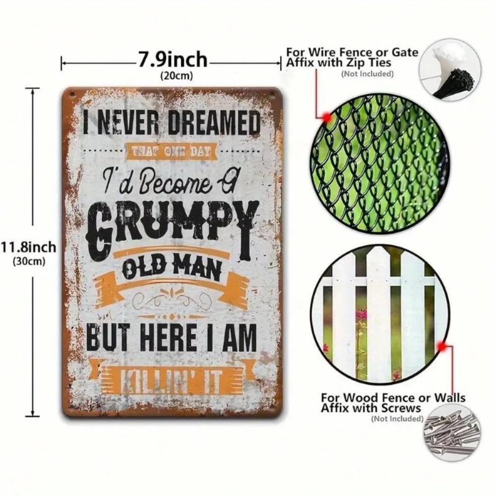 Funny Grumpy Man Vintage Metal Wall Art Decor Home Comedy Fan Gift