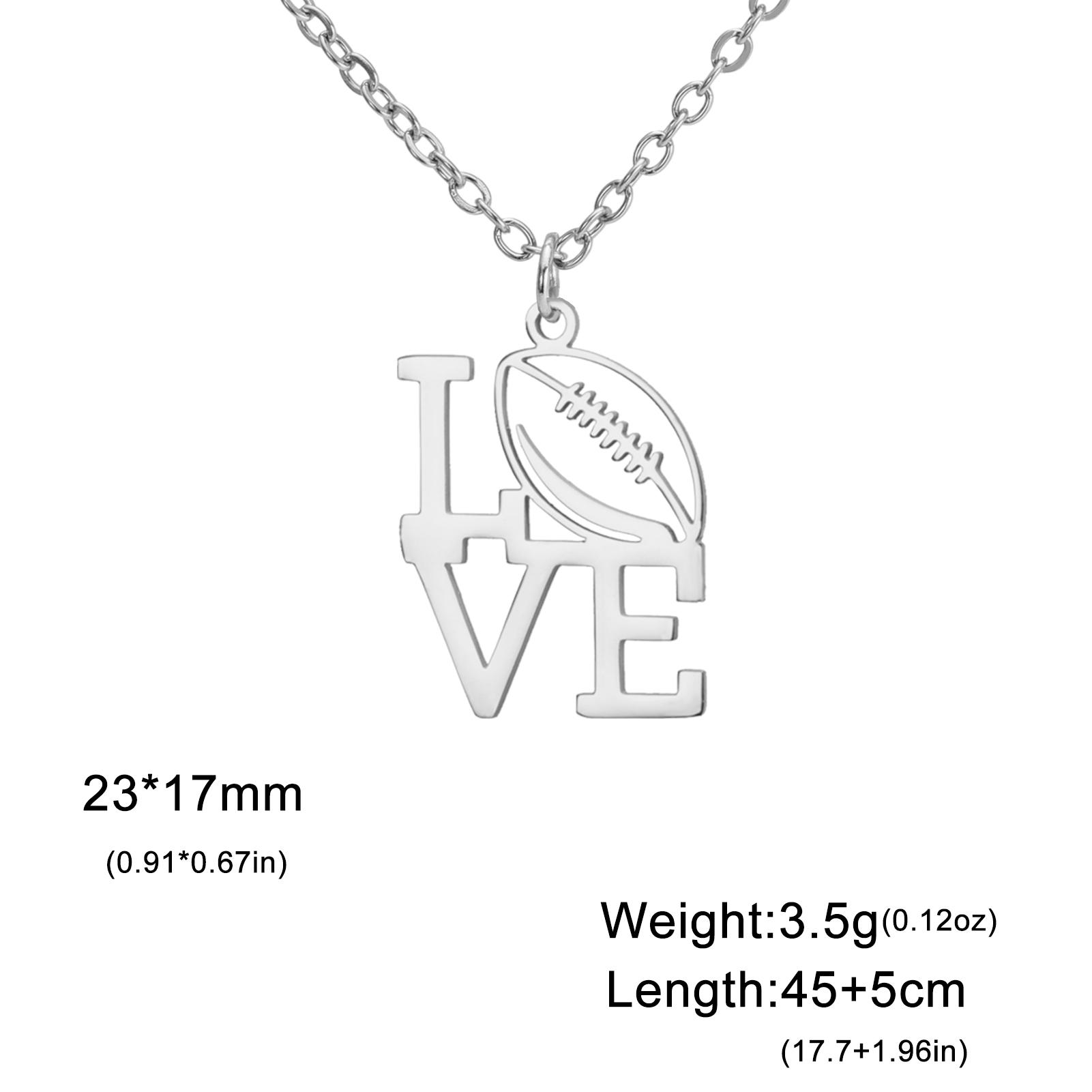 

American Football Necklace Love Rugby Pendant Trend Stainless Steel Jewelry for Men Women Couple Valentine s Day Christmas Gifts