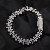 11.5mm Iced Out 5A CZ Brass Cross Link Bracelet Spring Clasp Vintage Religious Hip Hop Jewelry for Men