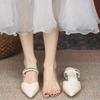 Soft Leather Half Slippers for Women, Pointed Toe Sandals for Women's Outdoor Wear, Thick Heels for Women's Middle Wear, and Two Pairs of Slippers